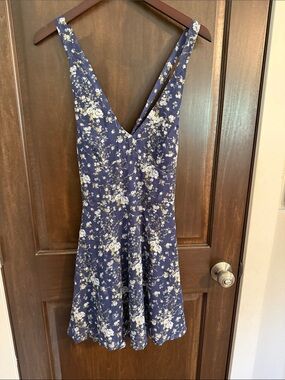 Altar'd State Navy Floral V-Neck Mini Dress